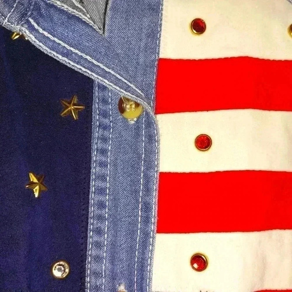 Clodia Dee denim Stars and Strips Shirt Size L - Picture 3 of 7